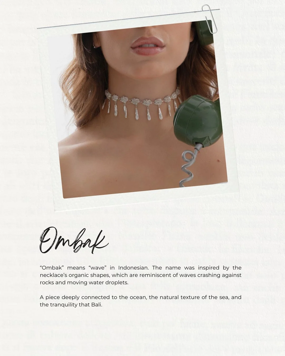 Ombak: silver choker with droplets, evoking waves breaking on rock